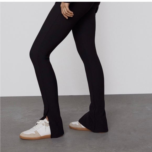 ZARA Ottoman Leggings Ribbed Pants - Picture 1 of 3